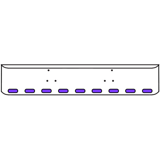 18 Inch Chrome Texas Rolled End Bumper Kit With Bolt Holes And 9 Oval Amber-Purple Dual Revolution Lights With Visors For Peterbilt 357, 378, 379 1987 - 2007