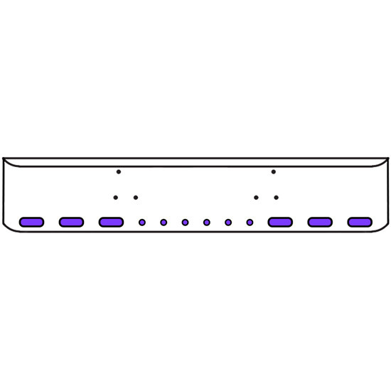 20 Inch Chrome Texas Rolled End Bumper Kit With Bolt Holes And 6 Oval-6 Round 2 Inch Amber-Purple Dual Revolution Lights For Peterbilt 357, 378, 379 1987 - 2007