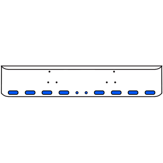 22 Inch Chrome Texas Rolled End Bumper Kit With Bolt Holes And 8 Oval-2 Round 2 Inch Amber-Blue Dual Revolution Lights For Peterbilt 357, 378, 379 1987 - 2007