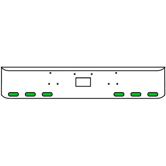 18 Inch Chrome Texas Rolled End Bumper Kit With Tow Hole And 6 Oval Amber-Green Dual Revolution Lights For Peterbilt 357, 378, 379 1987 - 2007