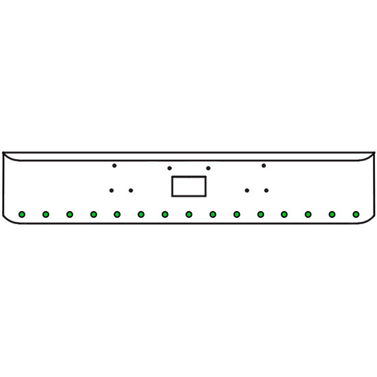 18 Inch Chrome Texas Rolled End Bumper Kit With Tow Hole And 15 Round 2 Inch Amber-Green Dual Revolution Lights For Peterbilt 357, 378, 379 1987 - 2007