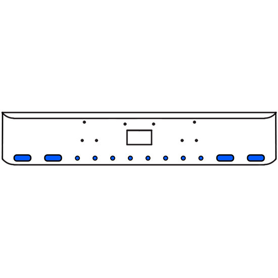 18 Inch Chrome Texas Rolled End Bumper Kit With Tow Hole And 4 Oval-8 Round 2 Inch Amber-Blue Dual Revolution Lights For Peterbilt 357, 378, 379 1987 - 2007
