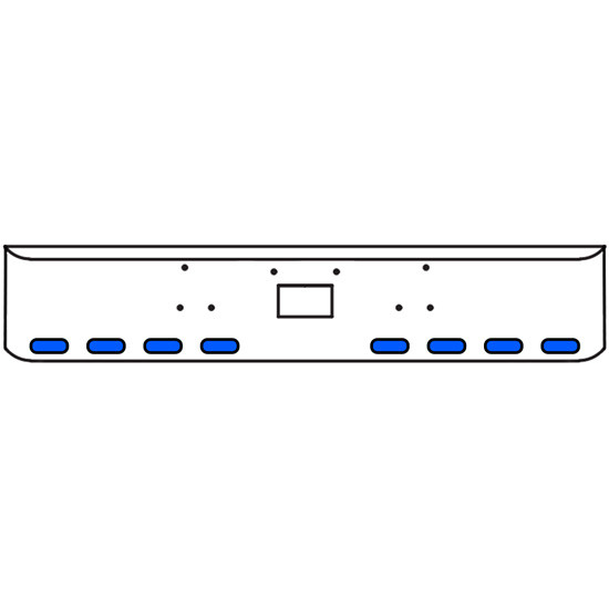 18 Inch Chrome Texas Rolled End Bumper Kit With Tow Hole And 8 Oval Amber-Blue Dual Revolution Lights For Peterbilt 357, 378, 379 1987 - 2007