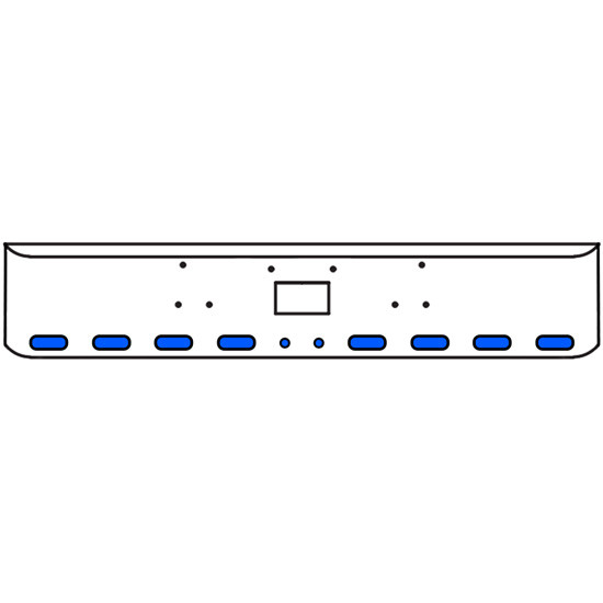 18 Inch Chrome Texas Rolled End Bumper Kit With Tow Hole And 8 Oval-2 Round 2 Inch Amber-Blue Dual Revolution Lights For Peterbilt 357, 378, 379 1987 - 2007