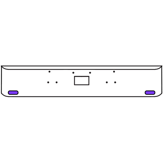 20 Inch Chrome Texas Rolled End Bumper Kit With Tow Hole And 2 Oval Amber-Purple Dual Revolution Lights For Peterbilt 357, 378, 379 1987 - 2007