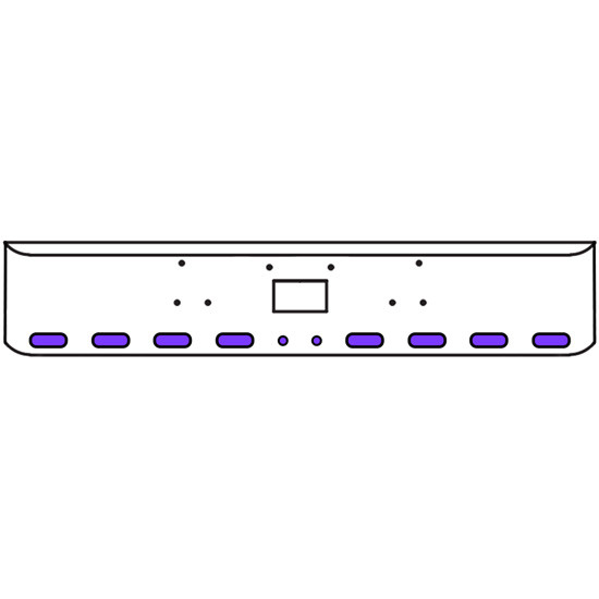20 Inch Chrome Texas Rolled End Bumper Kit With Tow Hole And 8 Oval-2 Round 2 Inch Amber-Purple Dual Revolution Lights With Visors For Peterbilt 357, 378, 379 1987 - 2007