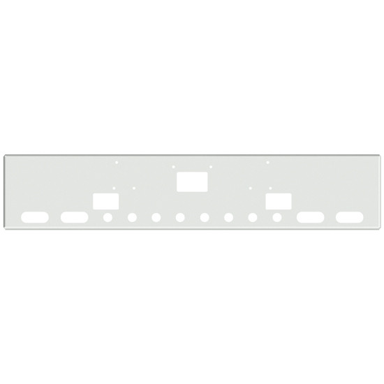 20 Inch Chrome Texas Boxed End Bumper With 4 Oval - 8 Rnd 2 Inch + Fog Light, Mount And Tow Holes For Peterbilt 357 SFA, 378 SFA, 379