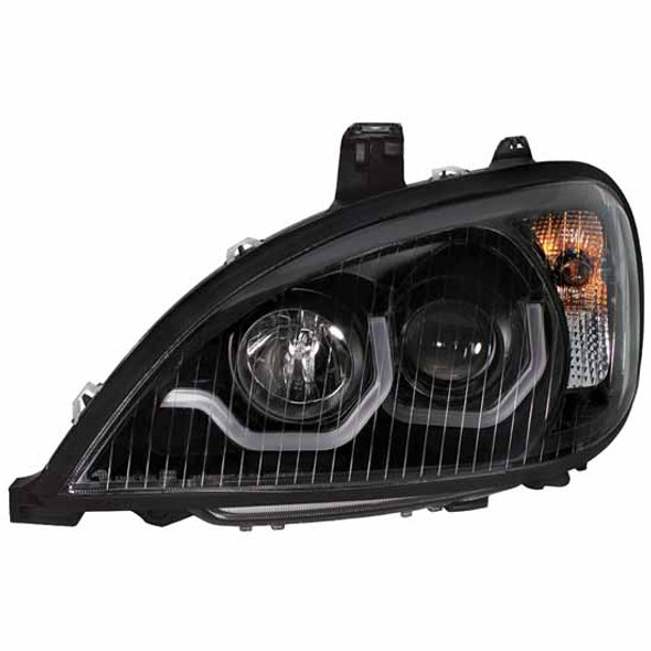 Blackout Projection Headlight W/ Dual Function LED Light Bar For Freightliner Columbia, Driver Side
