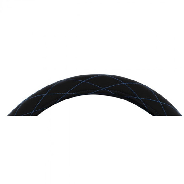 18 Inch Blue Diamond Stitched Black Leather Steering Wheel Cover
