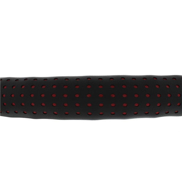 18 Inch Red Perforated Black Leather Steering Wheel Cover