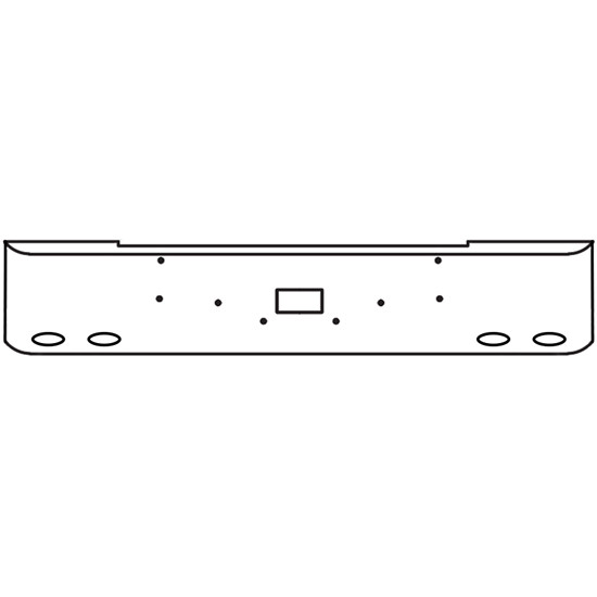 18 Inch Chrome Steel Texas Square Rolled End Bumper With Mounting And Tow/Hitch Holes 4 M1 Millennium Light Holes For Peterbilt 362 Cabover 1981 And Newer
