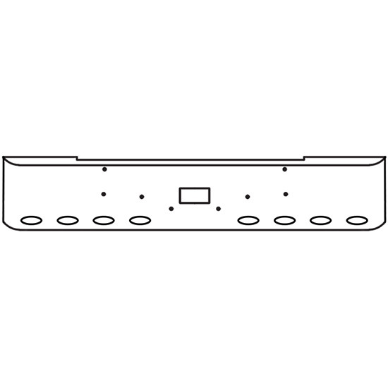 18 Inch Chrome Steel Texas Square Rolled End Bumper With Mounting And Tow/Hitch Holes 11 M1 Millennium Light Holes For Peterbilt 362 Cabover 1981 And Newer