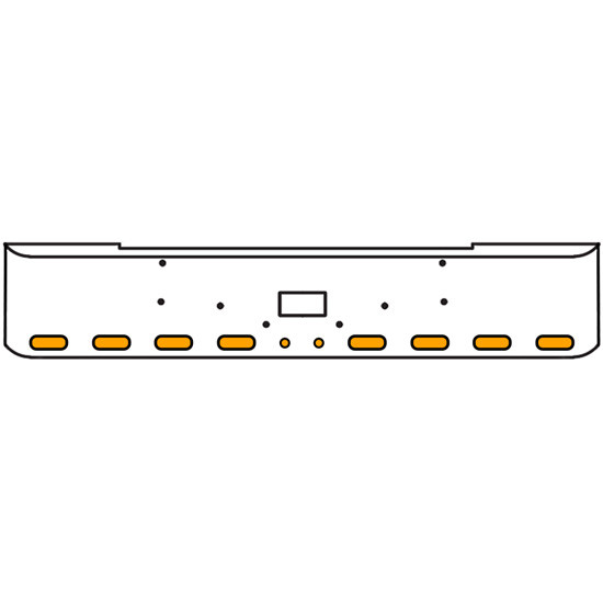 20 Inch Chrome Texas Rolled End Bumper Kit With Tow Hole And 8 Oval-2 Round 2 Inch Amber-Clear Chrome Lights For Peterbilt 362 1981 - 2002