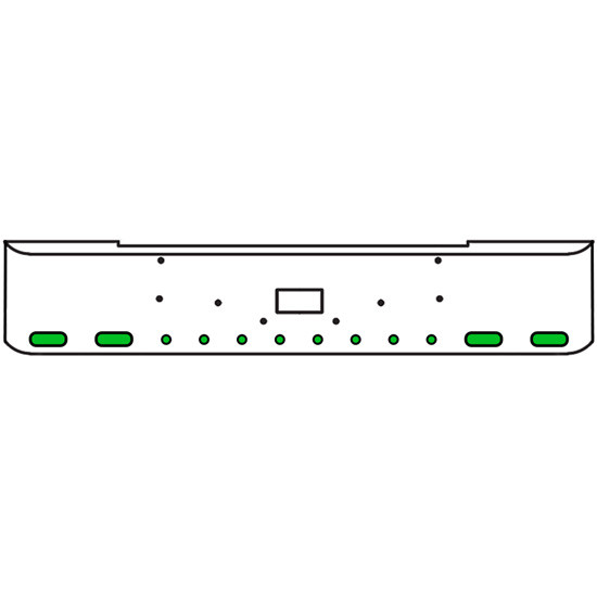 20 Inch Chrome Texas Rolled End Bumper Kit With Tow Hole And 4 Oval-8 Round 2 Inch Amber-Green Dual Revolution Lights For Peterbilt 362 1981 - 2002