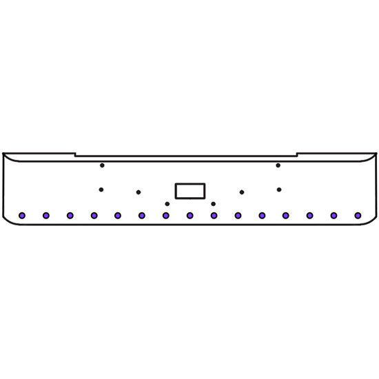 20 Inch Chrome Texas Rolled End Bumper Kit With Tow Hole And 15 Round 2 Inch Amber-Purple Dual Revolution Lights With Visors For Peterbilt 362 1981 - 2002