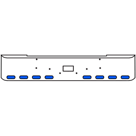 22 Inch Chrome Texas Rolled End Bumper Kit With Tow Hole And 8 Oval Amber-Blue Dual Revolution Lights With Visors For Peterbilt 362 1981 - 2002