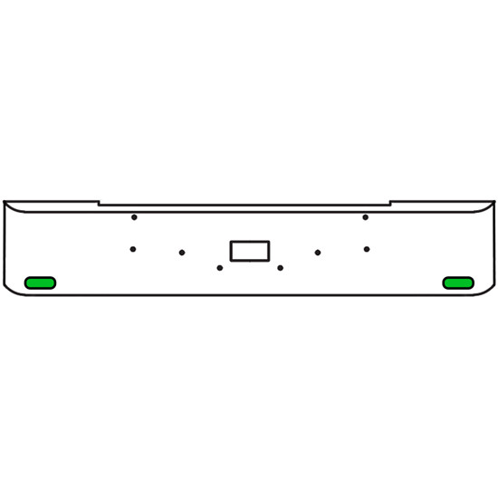 22 Inch Chrome Texas Rolled End Bumper Kit With Tow Hole And 2 Oval Amber-Green Dual Revolution Lights For Peterbilt 362 1981 - 2002