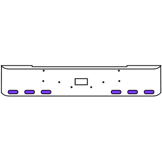 22 Inch Chrome Texas Rolled End Bumper Kit With Tow Hole And 6 Oval Amber-Purple Dual Revolution Lights With Visors For Peterbilt 362 1981 - 2002