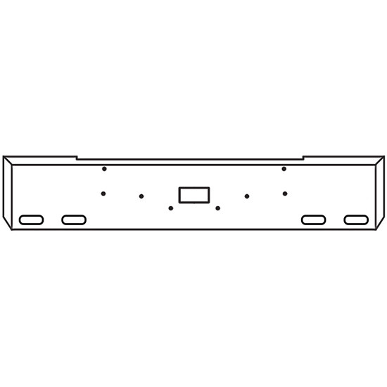 22 Inch Chrome Texas Boxed End Bumper With Center Tow, 4 Oval Light Holes For Peterbilt 362