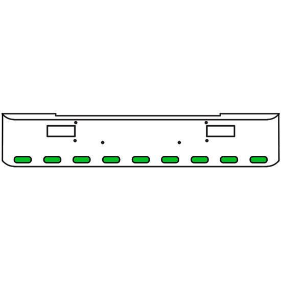 22 Inch Chrome Texas Rolled End Bumper Kit With Step Holes And 9 Oval Amber-Green Dual Revolution Lights With Visors For Peterbilt 362 1981 - 2002