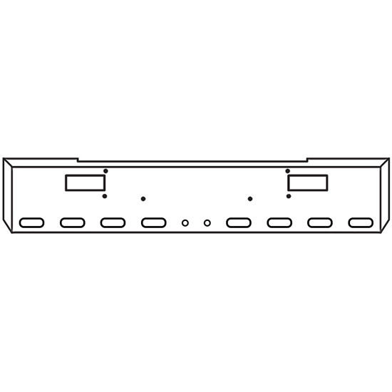 20 Inch Chrome Texas Boxed End Bumper With Step, 8 Oval And 2 - 2 Inch Light Holes For Peterbilt 362