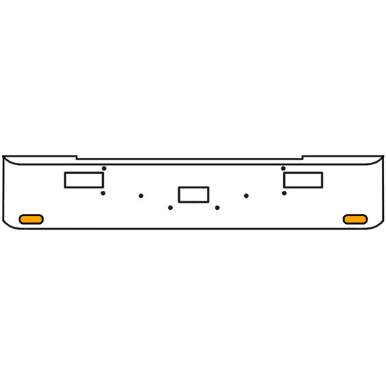 18 Inch Chrome Texas Rolled End Bumper Kit With Center Tow And Step Holes And 2 Oval Amber-Clear Mirage Lights With Visors For Peterbilt 362 1981 - 2002