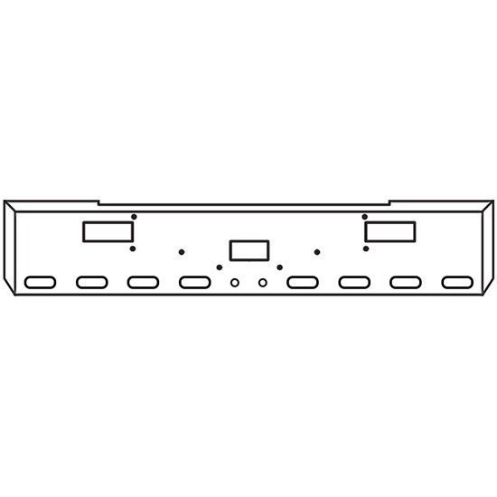 18 Inch Chrome Road Runner Mitered End Bumper With Tow, Step, 8 Oval And 2 - 2 Inch Round Light Holes For Peterbilt 362 1981 - 2002