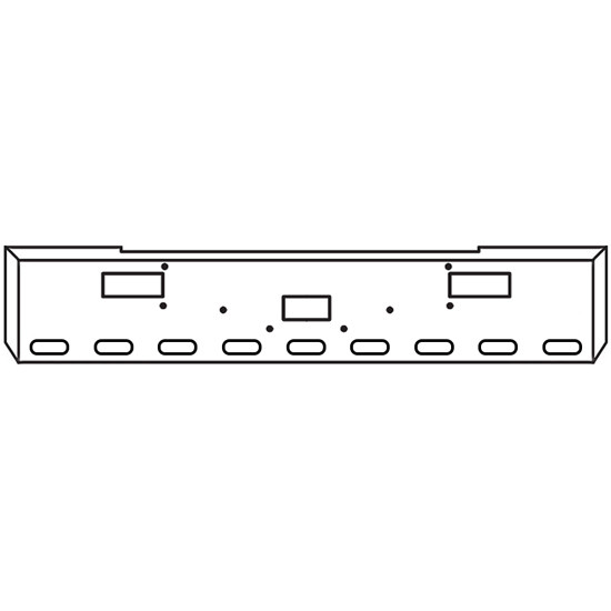 22 Inch Chrome Road Runner Mitered End Bumper With Tow, Step, 9 Oval Light Holes For Peterbilt 362 1981 - 2002