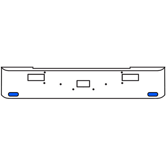 22 Inch Chrome Texas Rolled End Bumper Kit With Center Tow And Step Holes And 2 Oval Amber-Blue Dual Revolution Lights For Peterbilt 362 1981 - 2002