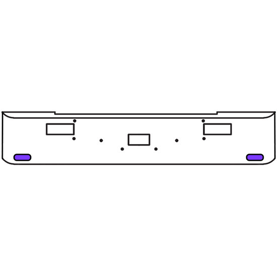 22 Inch Chrome Texas Rolled End Bumper Kit With Center Tow And Step Holes And 2 Oval Amber-Purple Dual Revolution Lights For Peterbilt 362 1981 - 2002