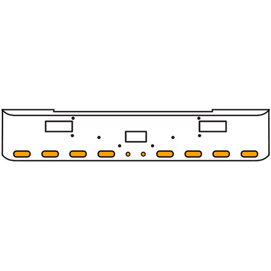 22 Inch Chrome Texas Rolled End Bumper Kit With Center Tow And Step Holes And 8 Oval-2 Round 2 Inch Amber-Clear Mirage Lights With Visors For Peterbilt 362 1981 - 2002