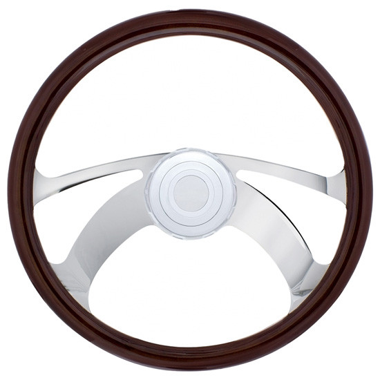 18 Inch Chrome Scorpion 4 Spoke Wood Steering Wheel
