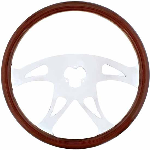 18 Inch Chrome 4 Spoke Boss Wood Steering Wheel