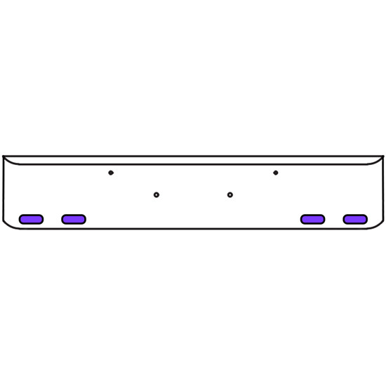 20 Inch Chrome Texas Rolled End Bumper Kit With Bolt Holes And 4 Oval Amber-Purple Dual Revolution Lights For Peterbilt 365, 367, 388, 389, 567 2007 - Current