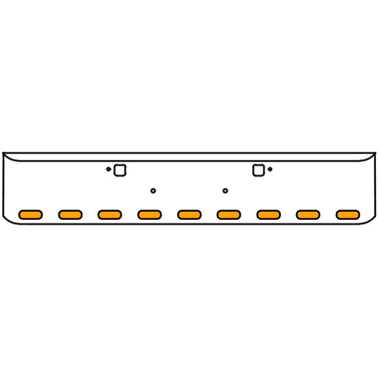 18 Inch Chrome Texas Rolled End Bumper Kit With Tow Holes And 9 Oval Amber-Clear Chrome Lights With Visors For Peterbilt 365, 367, 388, 389, 567 With Set Forward Axle