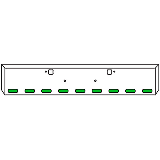 18 Inch Texas Boxed End Bumper Kit With Bolt And Tow Holes And 9 Oval Amber To Green Dual Revolution Lights With Bezels For Peterbilt 365 SFA, 367 SFA, 388, 389, 567 SFA