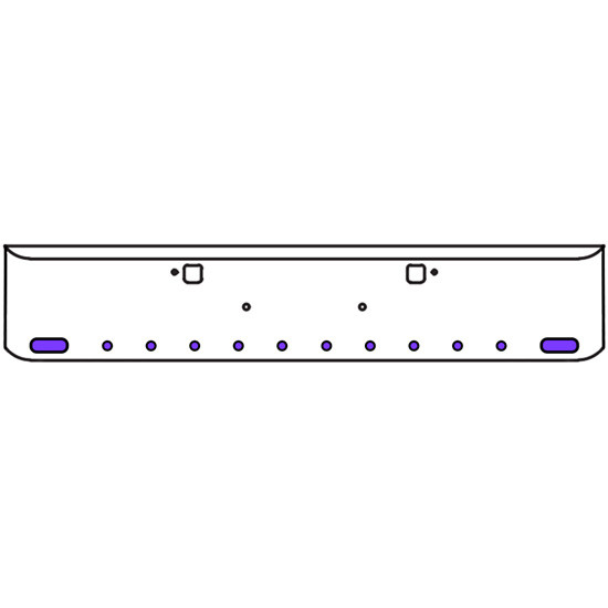 20 Inch Chrome Texas Rolled End Bumper Kit With Tow Holes And 2 Oval-10 Round 2 Inch Amber-Purple Dual Revolution Lights For Peterbilt 365, 367, 388, 389, 567 2007 - Current