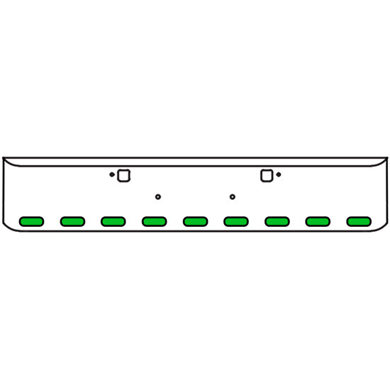 20 Inch Chrome Texas Rolled End Bumper Kit With Tow Holes And 9 Oval Amber-Green Dual Revolution Lights With Visors For Peterbilt 365, 367, 388, 389, 567 2007 - Current
