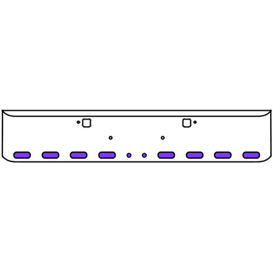 20 Inch Chrome Texas Rolled End Bumper Kit With Tow Holes And 8 Oval-2 Round 2 Inch Amber-Purple Dual Revolution Lights With Visors For Peterbilt 365, 367, 388, 389, 567 2007 - Current