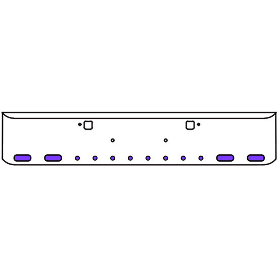 22 Inch Chrome Texas Rolled End Bumper Kit With Tow Holes And 4 Oval-8 Round 2 Inch Amber-Purple Dual Revolution Lights With Visors For Peterbilt 365, 367, 388, 389, 567 2007 - Current