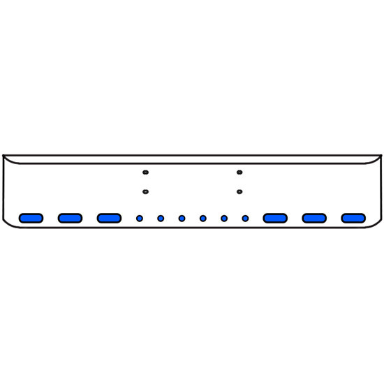 18 Inch Chrome Texas Rolled End Bumper Kit With Bolt Holes And 6 Oval-6 Round 2 Inch Amber-Blue Dual Revolution Lights With Visors For Western Star Constellation, Heritage