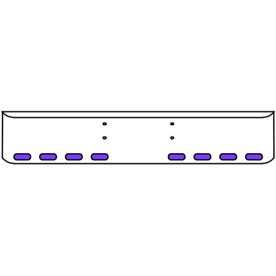 18 Inch Chrome Texas Rolled End Bumper Kit With Bolt Holes And 8 Oval Amber-Purple Dual Revolution Lights With Visors For Western Star Constellation, Heritage
