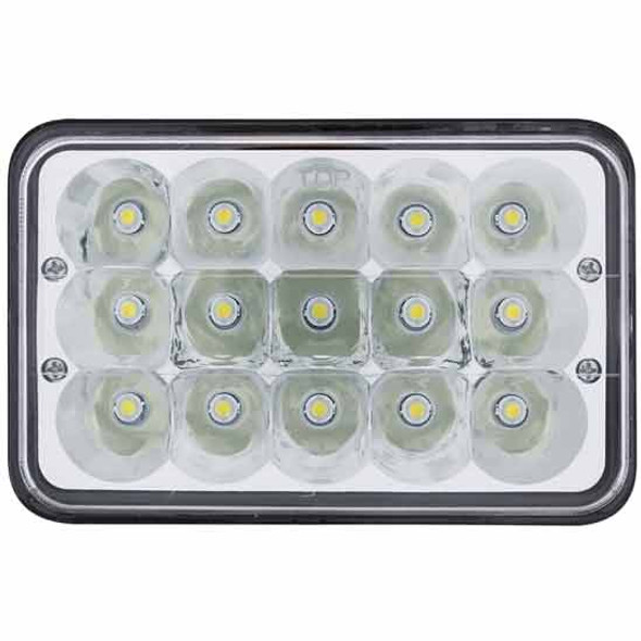 4 X 6 Inch Chrome Rectangular Super Bright LED High/Low Beam Headlight