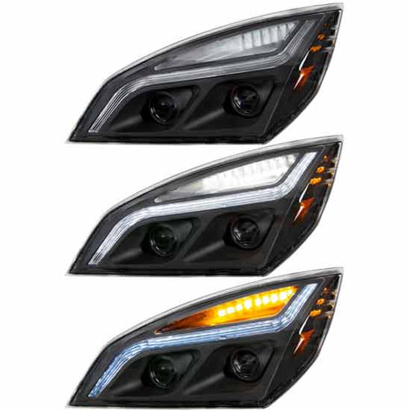 Blackout LED Projection Headlight W/ LED Position Light For Freightliner Cascadia 116/126 Driver Side