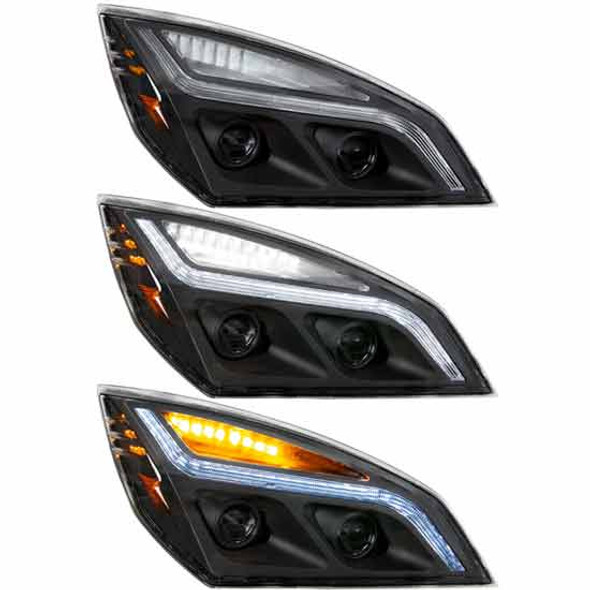 Blackout LED Projection Headlight W/ LED Position Light For Freightliner Cascadia 116/126 Passenger Side