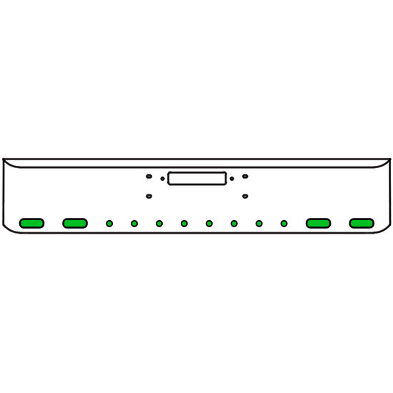 18 Inch Chrome Texas Rolled End Bumper Kit With Center Tow Hole And 4 Oval-8 Round 2 Inch Amber-Green Dual Revolution Lights For Western Star Constellation, Heritage