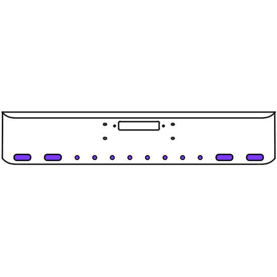 18 Inch Chrome Texas Rolled End Bumper Kit With Center Tow Hole And 4 Oval-8 Round 2 Inch Amber-Purple Dual Revolution Lights With Visors For Western Star Constellation, Heritage