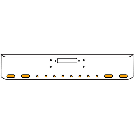 18 Inch Chrome Texas Rolled End Bumper Kit With Center Tow Hole And 4 Oval-8 Round 2 Inch Amber Mirage Lights With Visors For Western Star Constellation, Heritage