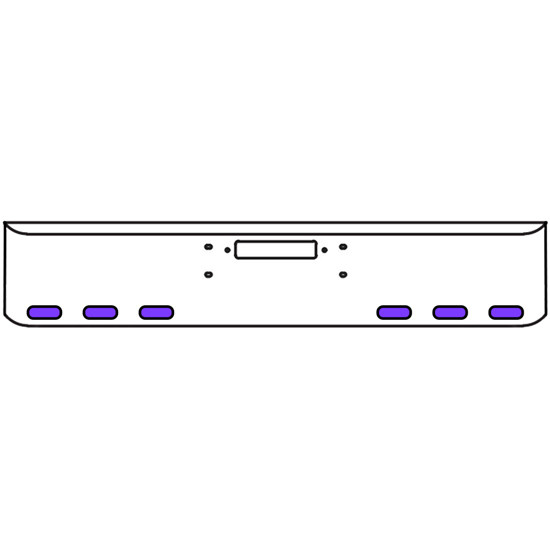 18 Inch Chrome Texas Rolled End Bumper Kit With Center Tow Hole And 6 Oval Amber-Purple Dual Revolution Lights With Visors For Western Star Constellation, Heritage