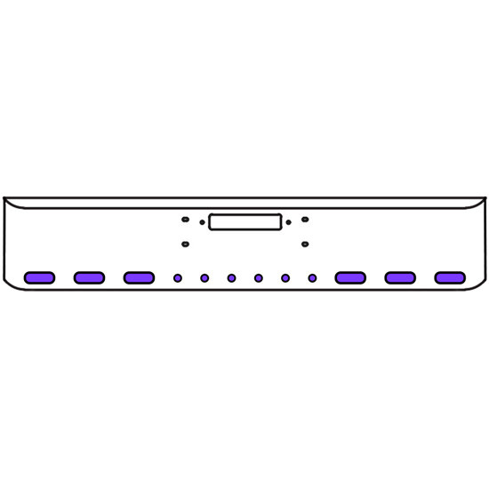 18 Inch Chrome Texas Rolled End Bumper Kit With Center Tow Hole And 6 Oval-6 Round 2 Inch Amber-Purple Dual Revolution Lights With Visors For Western Star Constellation, Heritage